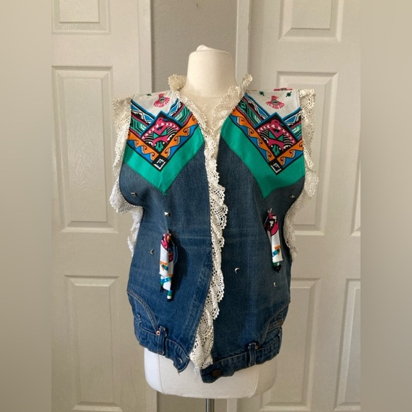 Repurposed Levis Jeans One Of A Kind Denim Vest - Picture 5 of 8
